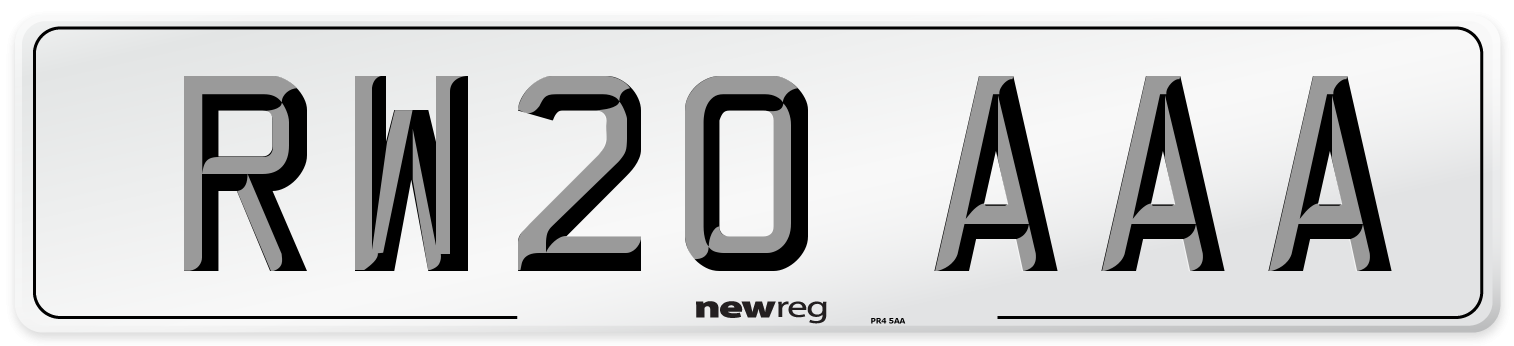 RW20 AAA Number Plate from New Reg